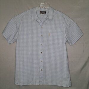 Columbia Sportswear XCO Shirt Men's XXL Light Blue Plaid Button Up Short Sleeve